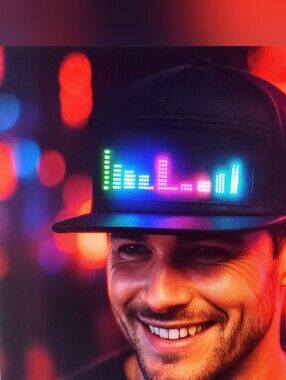 Black LED Programmable Graphic Baseball Men's Cap With Phone App "Brand New*